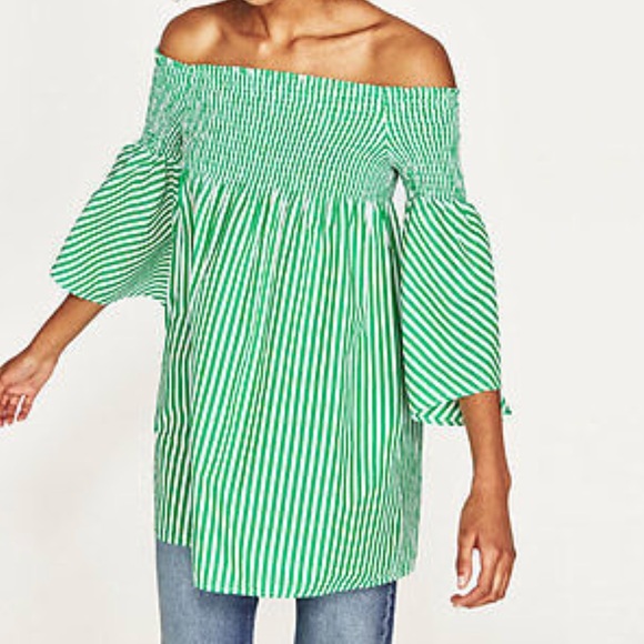 zara green striped dress